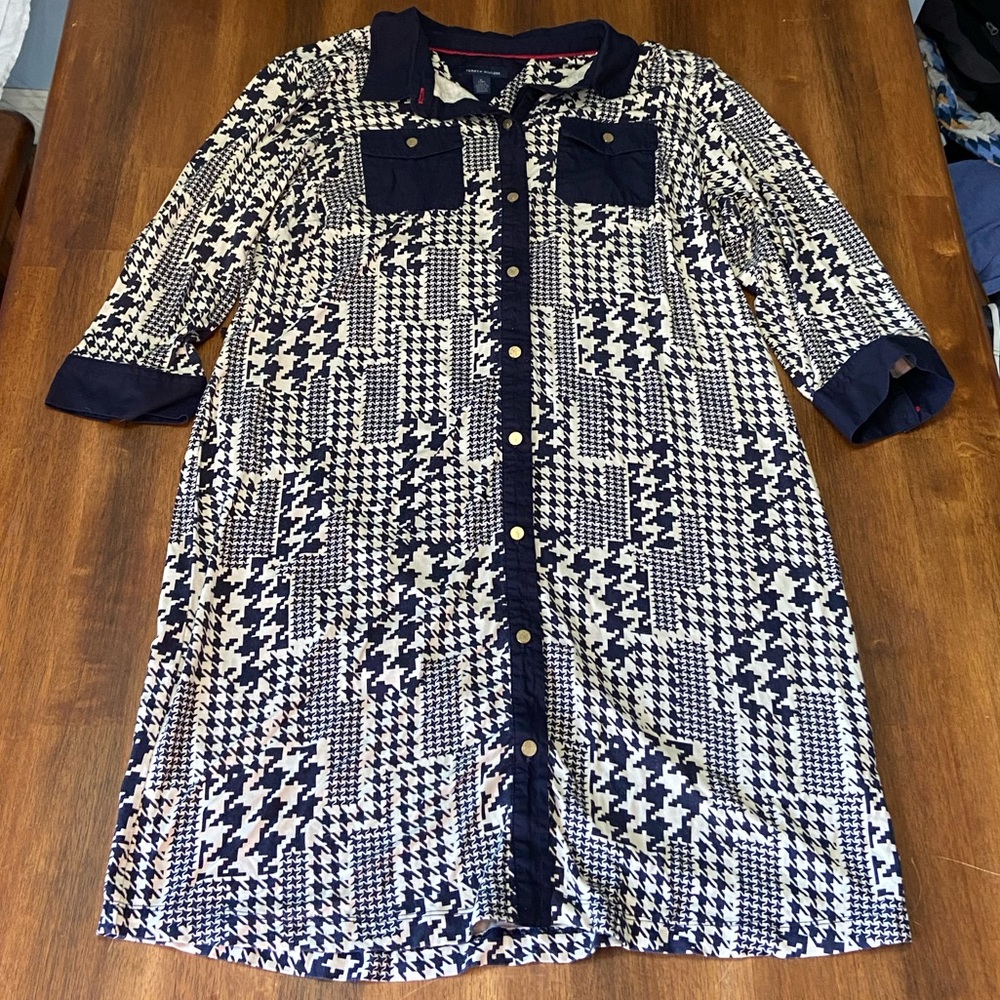 Tommy Hilfiger Black/Cream Collared Dress, XL